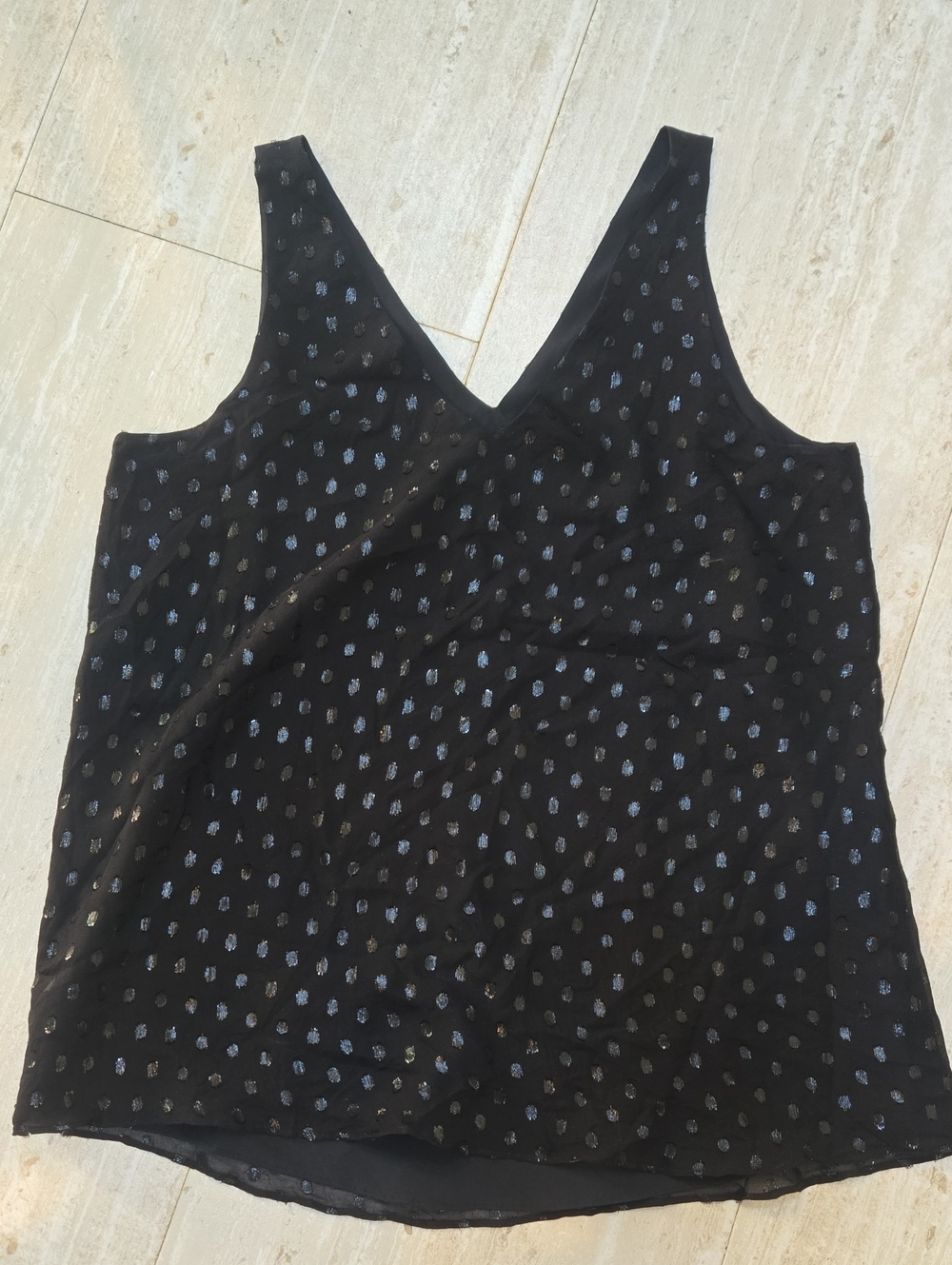 Lilly Pulitzer Florin Black Silk Moroccan Metallic Clip Tank Blouse